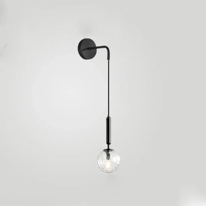 DecorBites™ Glass Ball Wall Lamp Brass/Black Sconce for Living Room Bedroom Reading