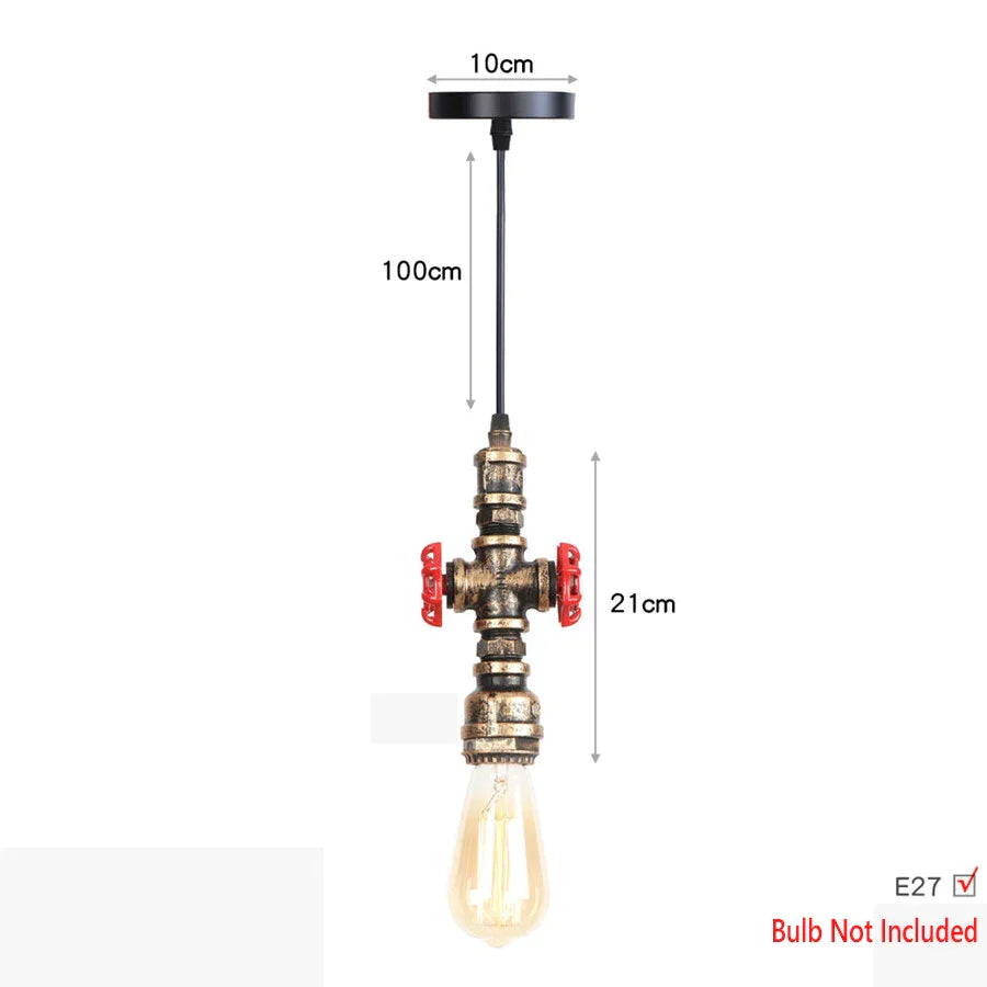 DecorBites™ Iron Pipe Pendant Lights Holder Retro Loft Indoor Ceiling Hanging Lamp