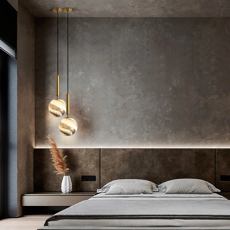 Lámpara colgante DecorBites™ Glass Planet: Lámpara colgante LED nórdica moderna para sala de estar, dormitorio...