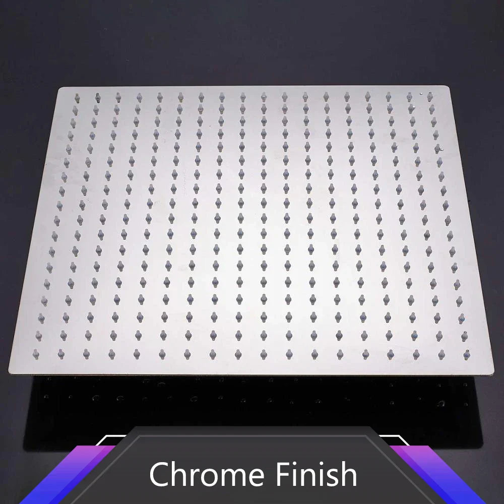 رأس دش مطري رفيع للغاية من DecorBites™ مقاس 16 بوصة من الفولاذ المقاوم للصدأ، كروم - تدفق كبير