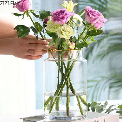 DecorBites™ Gold Glass Vase Hydroponic Plant Flowers Living Room Dining Table Decor