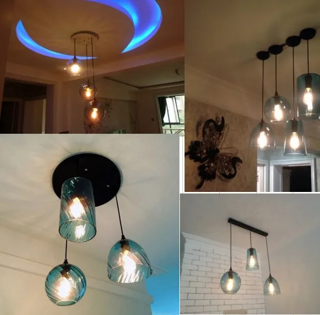 DecorBites™ Glass LED Pendant Lamp: Modern Nordic Style Hanging Light for Home, Cafe, or Bar