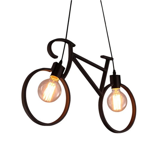 DecorBites™ Iron Bicycle Chandelier: Vintage White Black LOFT Lighting for Bedroom Living Room