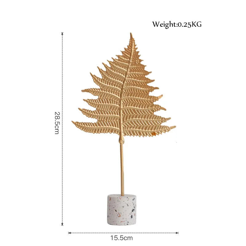 Decorbites™ Goldblatt-Dekorationen auf Marmorsockel – Kreative Metallhandwerkskunst für die Raumdekoration