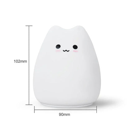 DecorBites™ Cat Silicone LED Night Light Touch Sensor 2 Modes Children Bedroom Lamp