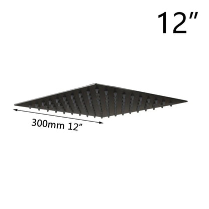 رأس دش مطري أسود رفيع للغاية من DecorBites™ مقاس 8-20 بوصة للحمام مع صنبور مطري مربع