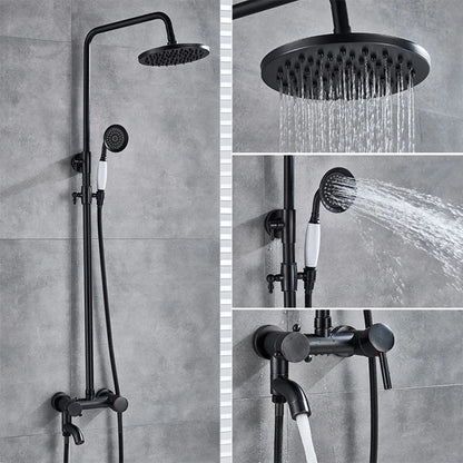 DecorBites™ Black Bronze Bathroom Shower Set with 8" Rainfall Head - Wall Mounted