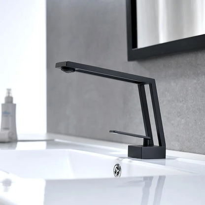 Grifo mezclador para lavabo DecorBites™ de latón negro con monomando para montaje en cubierta