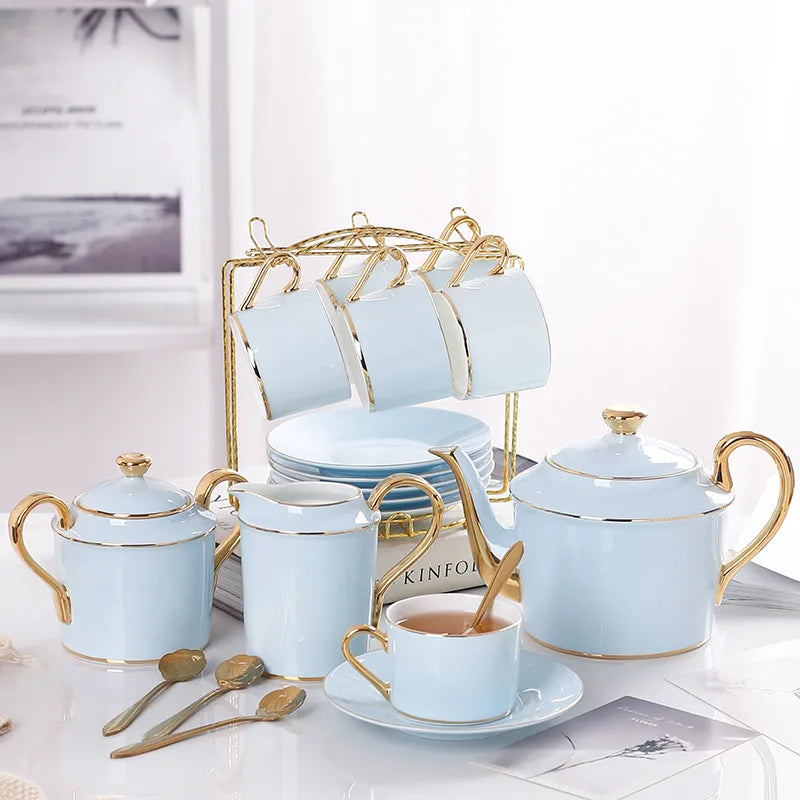 DecorBites™ Bone China Coffee Set Tea Luxury Porcelain Set with Teapot and Cups