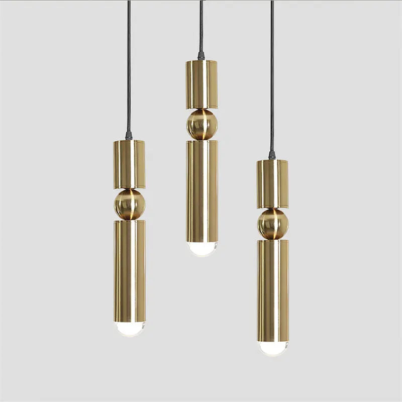 DecorBites™ Golden Cylinder Pipe LED Pendant Light - Modern Nordic Design