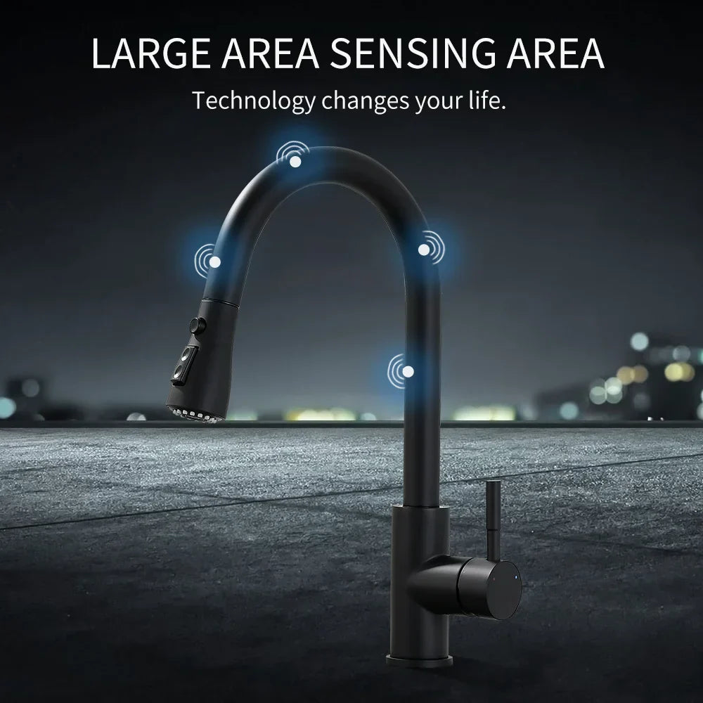 DecorBites™ Gold Sensor Kitchen Faucet Stainless Steel Smart Touch Control Sink Tap