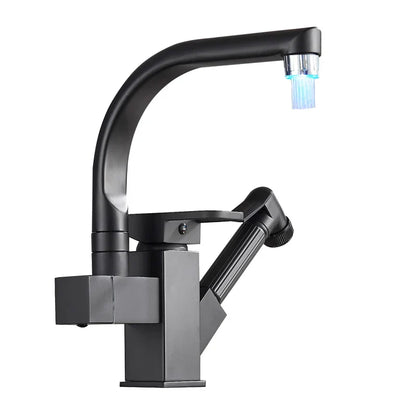 DecorBites™ LED Kitchen Faucet Mixer with Swivel Spouts and Pull-Out Spray