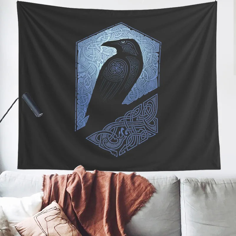 Viking Raven Tapestry for Living Room Decor by Decobites