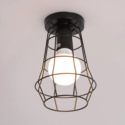DecorBites™ Industrial Black Iron Cage Ceiling Light Flush Mount