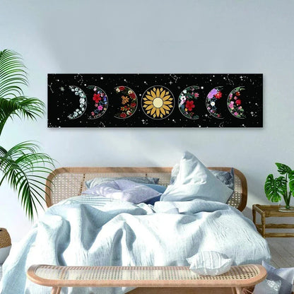 Decobites Moon Phase Tapestry: Bohemian Black and White Wall Hanging