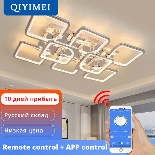 DecorBites™ LED Chandelier: Remote Dimmable Indoor Lighting for Bedroom, Restaurant, Living Room