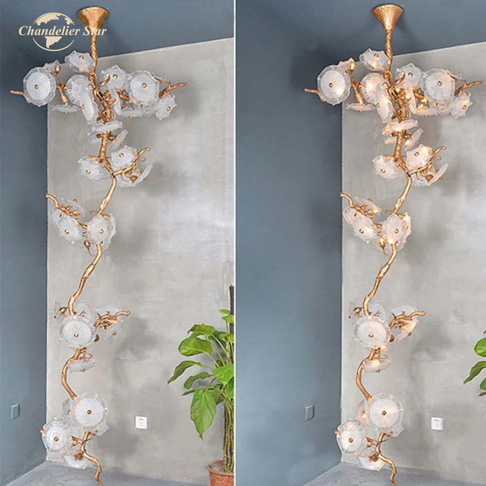 DecorBites™ Branch Glass Chandelier LED Lights for Living Room Dining Staircase Villa