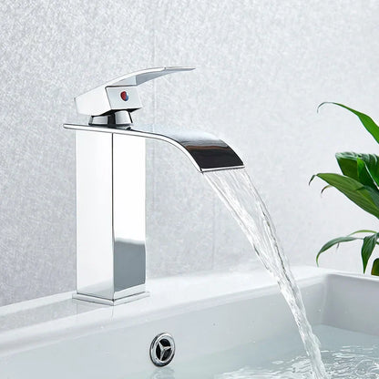 DecorBites™ Black Brass Bathroom Waterfall Sink Faucet Hot&Cold Mixer Vanity Tap Deck Mounted
