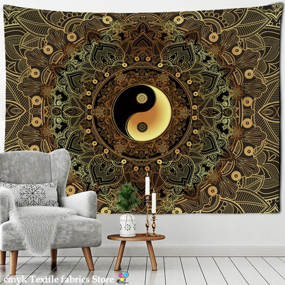 Decobites Mandala Pattern Tapestry Wall Hanging for Dark Hippie Aesthetics Room