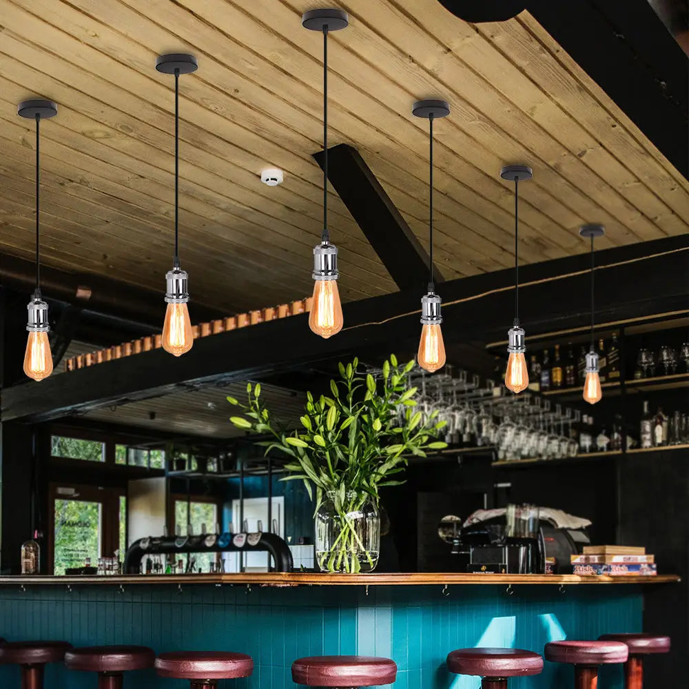 Decorbites™ LED Holz-Deckenleuchte Pendellampe Vintage Retro Loft Hänge Lampe Suspension E27