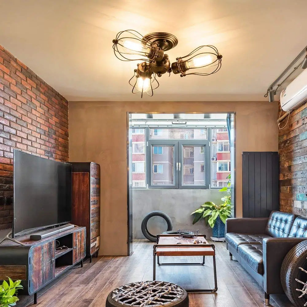 DecorBites™ Adjustable Industrial Wall Light Rustic Wire Metal Cage Sconce