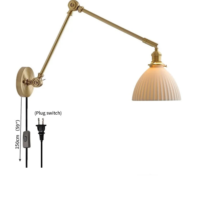 DecorBites™ Copper Ceramic Wall Sconce Pull Chain LED Wall Light