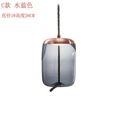 DecorBites™ Hemp Rope Knot Pendant Lights - Suspendu Glass Hanging Lamp