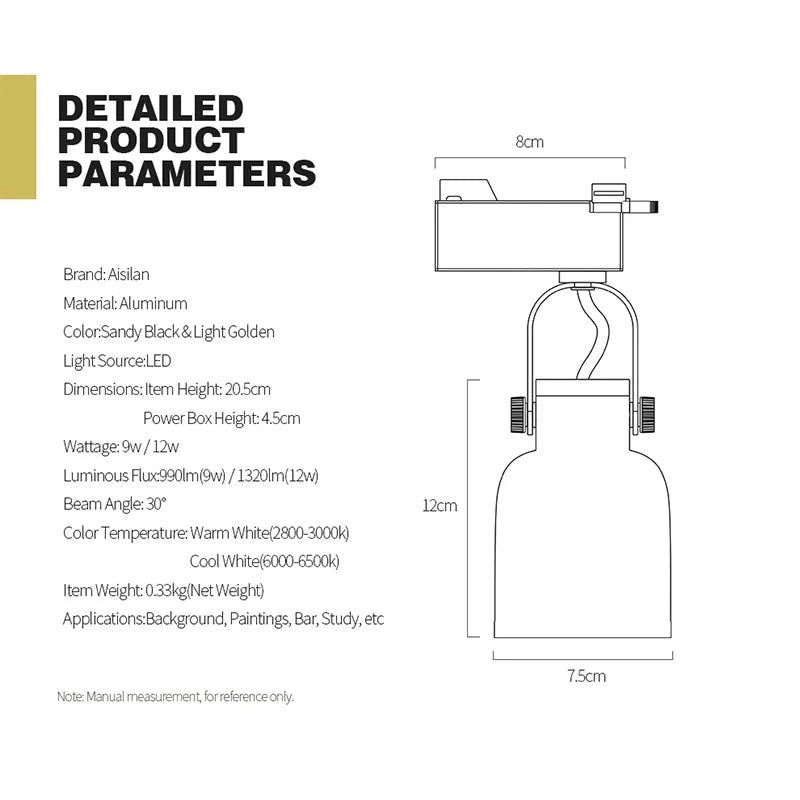 DecorBites™ GU10 7W LED Track Light Aluminum Spotlights Ceiling Rail Track Lighting Display