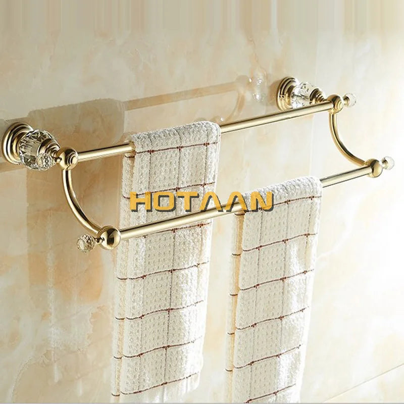 Barra doble para toallas DecorBites™ Crystal Gold para baño, 60 cm de largo