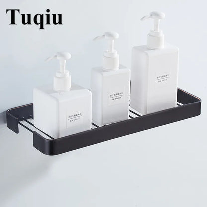 DecorBites™ Brass Square Bathroom Shower Rack Wall Mounted Corner Shelf