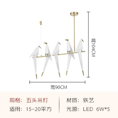 Lámpara de Araña Pájaro de Origami Jaula de Oro Decorbites™ - Accesorio de Iluminación Moderno para la Decoración del Hogar