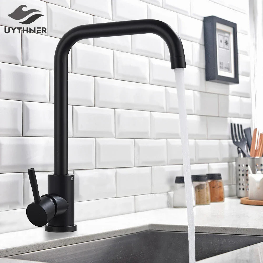 DecorBites™ Kitchen Faucet Hot Cold Water Mixer - Matte Black/Brushed Nickel Kitchen Taps
