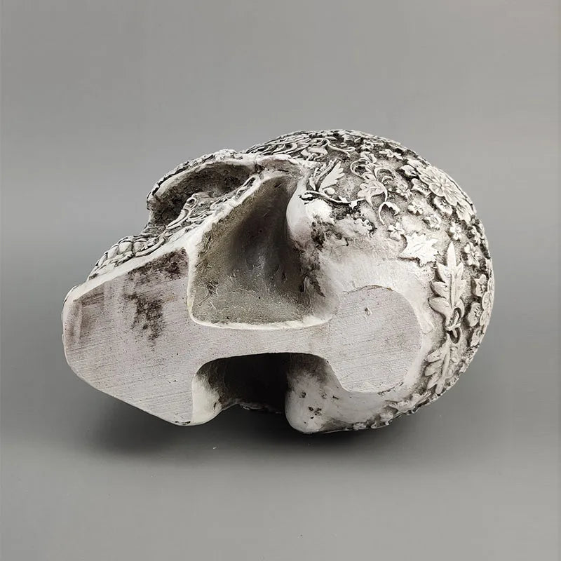 ديكور بايتس™ تمثال جمجمة منحوتة مقاس 20 سم، ديكور منزلي للهالوين، زينة حرفية منحوتة