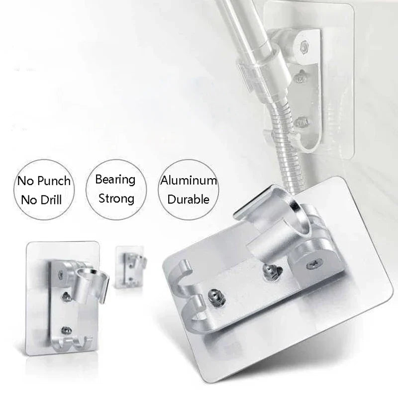 DecorBites™ Aluminum Showerhead Holder: Adjustable & Traceless Bathroom Accessory