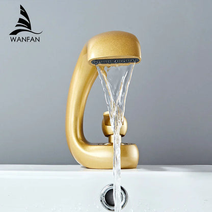 DecorBites™ Gold Basin Faucet: Modern Brass Single Handle Mixer Tap for Bathroom