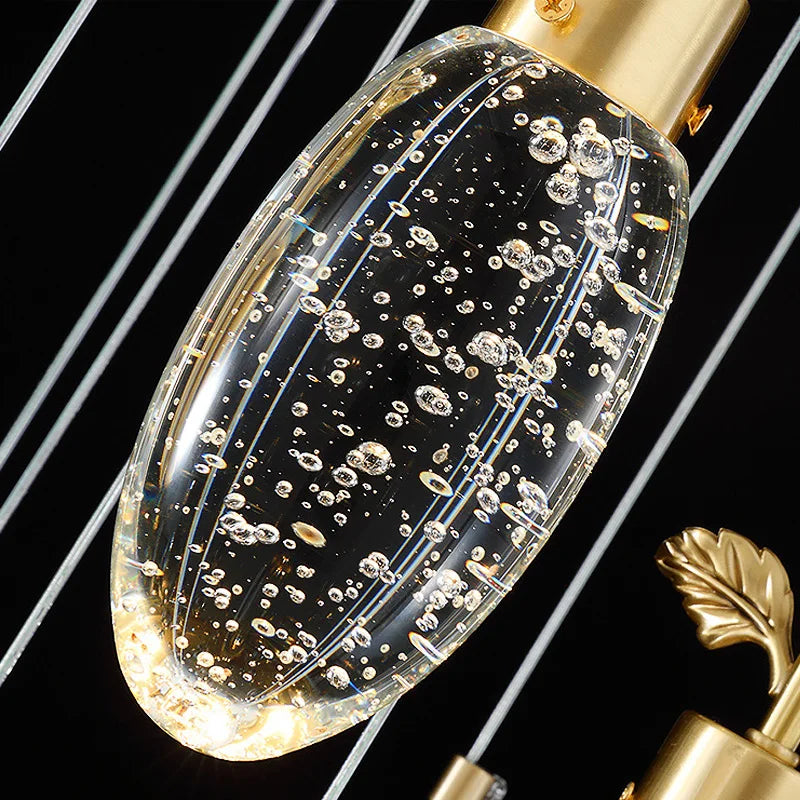 DecorBites™ Gold Crystal Pendant Light Chandelier for Living Room Kitchen LED Art Deco