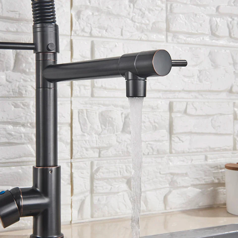 DecorBites™ LED Kitchen Faucet Pull Down Mixer Tap Hot Cold Water Vessel Sink Brass