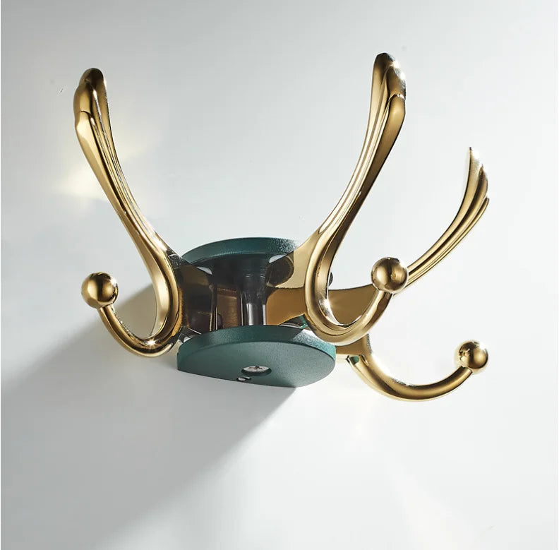 DecorBites™ Green Gold Zinc Alloy Coat Hook Wall Hanging Single Hook for Bathroom or Door