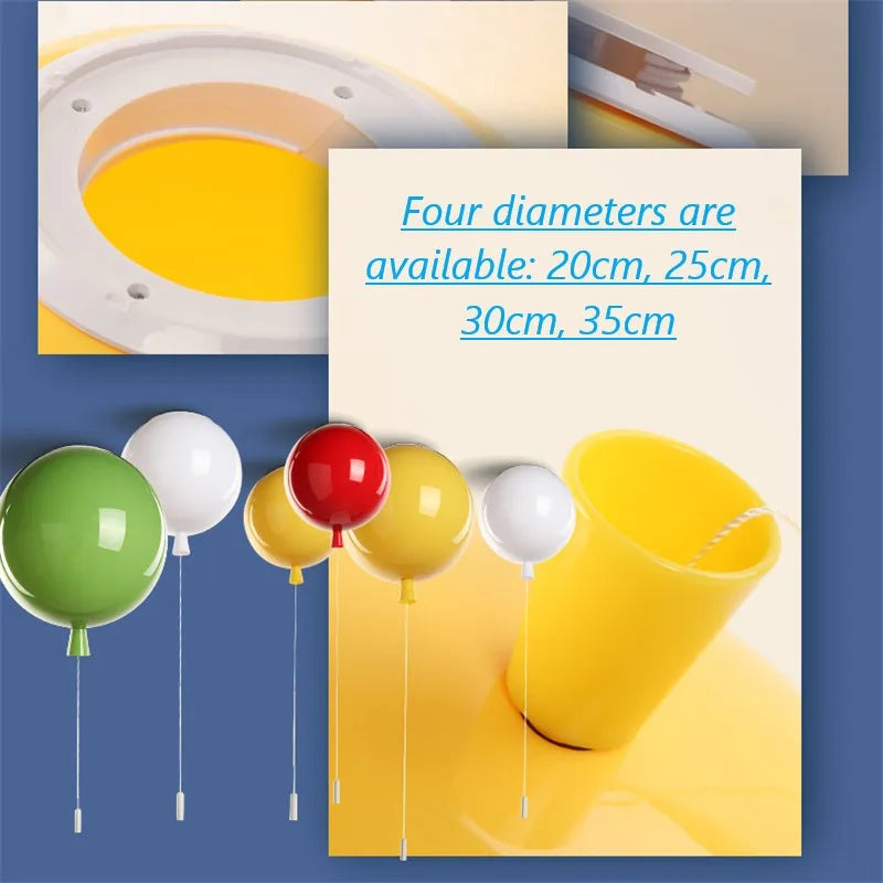 DecorBites™ Balloon Acrylic Ceiling Light: Modern 5 Color Kids Room E27 Lamp with Switch