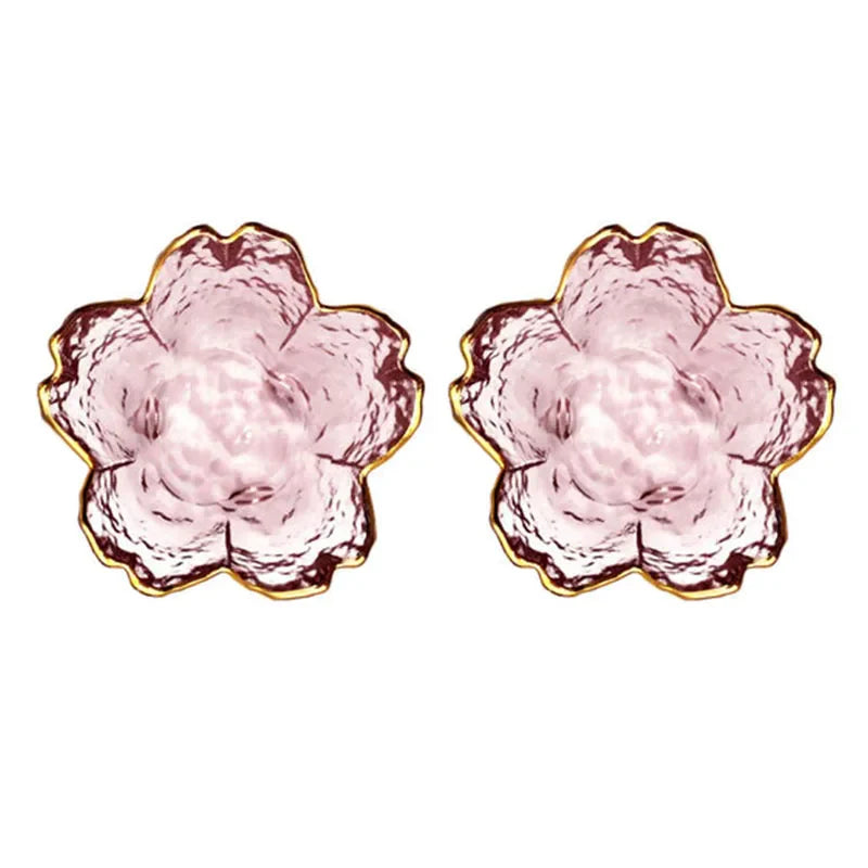 DecorBites™ Japanese Style Glass Plates with Golden Border - Set of 3 | Mini Seasoning Dessert Bowls