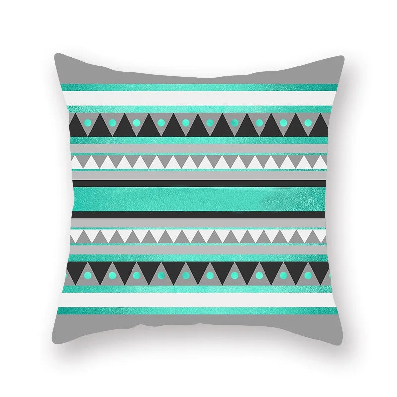 DecorBites™ Green Geometric Pillowcase - Nordic Classic Design for Home Decor and Comfort