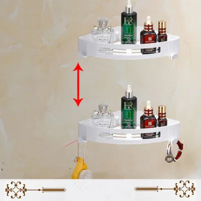 Conjunto de Accesorios para Baño Decorbites™ Oro y Blanco: Estante de Esquina, Soporte para Papel, Soporte para Toallas, Soporte para Cepillo de Inodoro, Perchero para Toallas