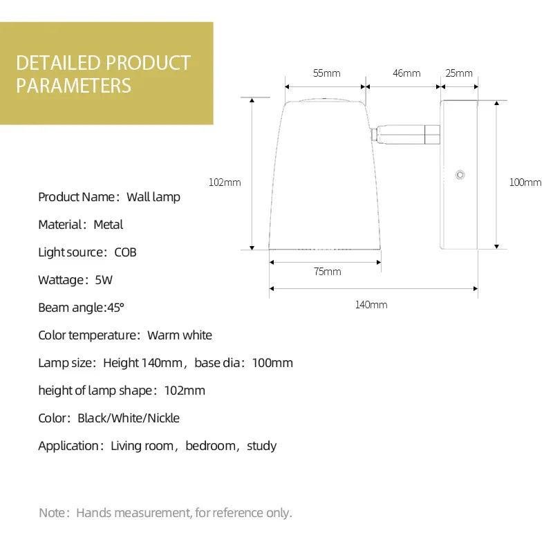 DecorBites™ LED Wall Lamp 5W Modern Style Adjustable Angle Wall Sconce Bedside Living Room