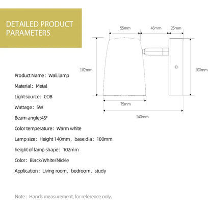 DecorBites™ LED Wall Lamp 5W Modern Style Adjustable Angle Wall Sconce Bedside Living Room