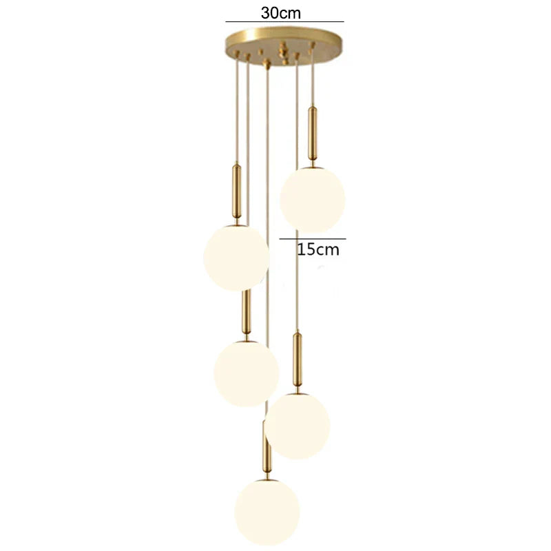 DecorBites™ Brass Glass Ball Pendant Lights for Living Room Restaurant Kitchen Decor