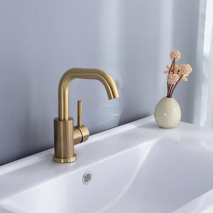 Bathroom Faucet  Brushed Gold Bathroom Basin Faucet Cold And Hot Sink Mixer Sink Tap Single Handle Deck Mounted Water Tap