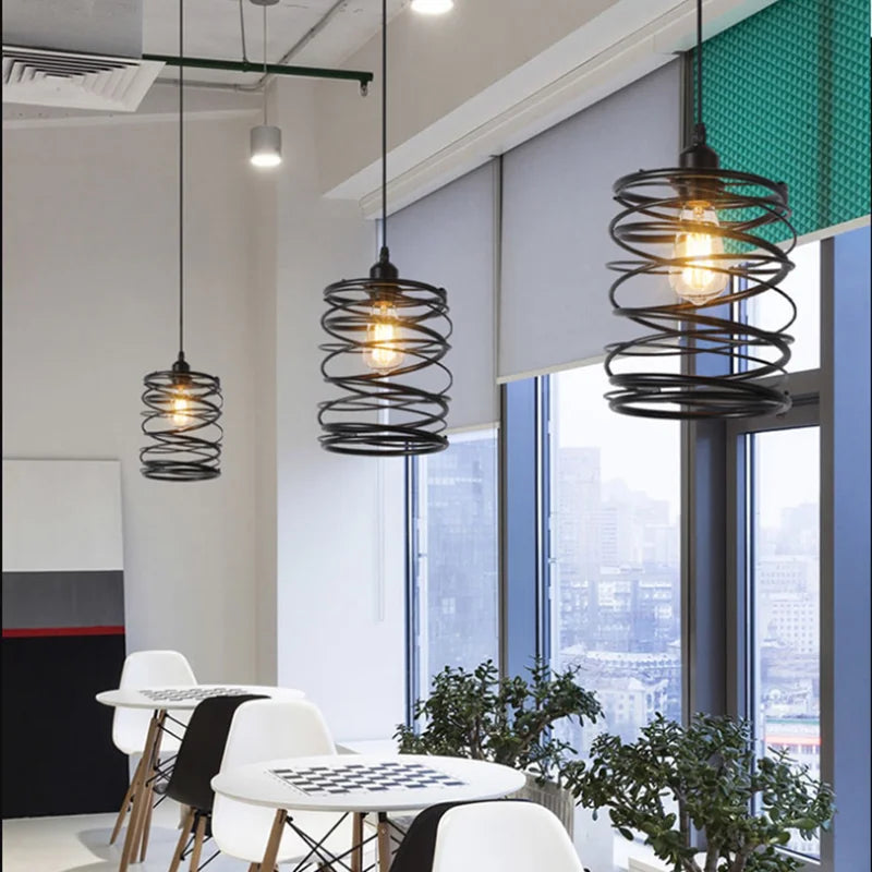 DecorBites™ Cage Light Frame Pendant Industrial Single Head Black Nordic Creative Fixture