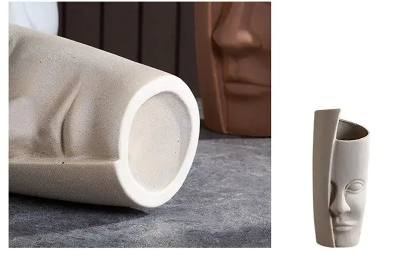 Handmade Ceramic Face Vase for Home Decor