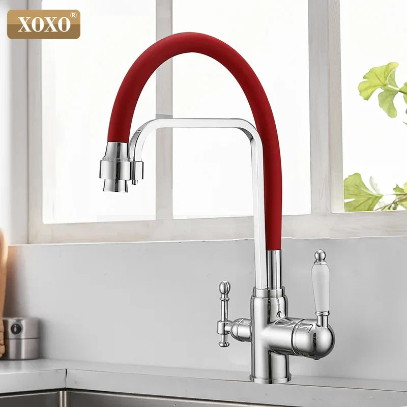 Decorbites™ Grifo de cocina montado en cubierta negra con rotación de 360° y filtro de agua pura