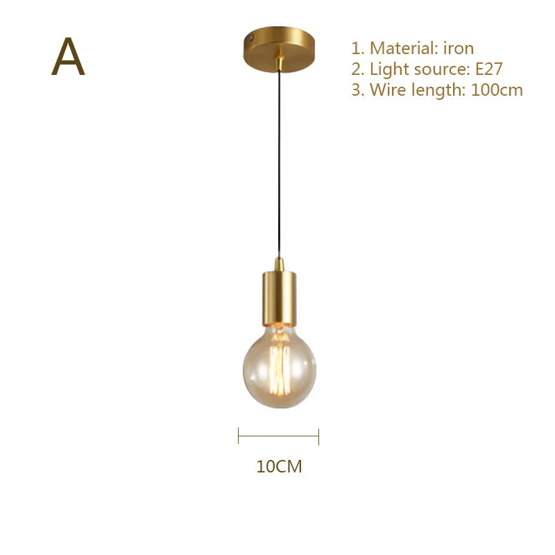 Decorbites™ Lámpara de araña LED E27 dorada para dormitorio y sala de estudio